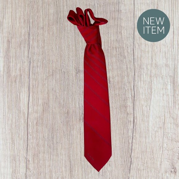 Oscar De La Renta Red Striped Silk Tie Mens Classic Formal Accessory 58" Long - Picture 14 of 14